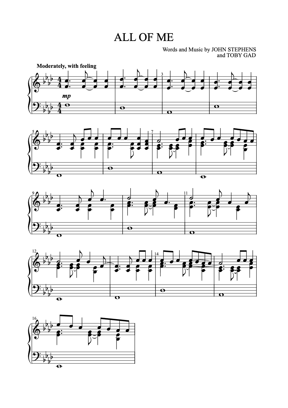 Sheet music preview for All of Me