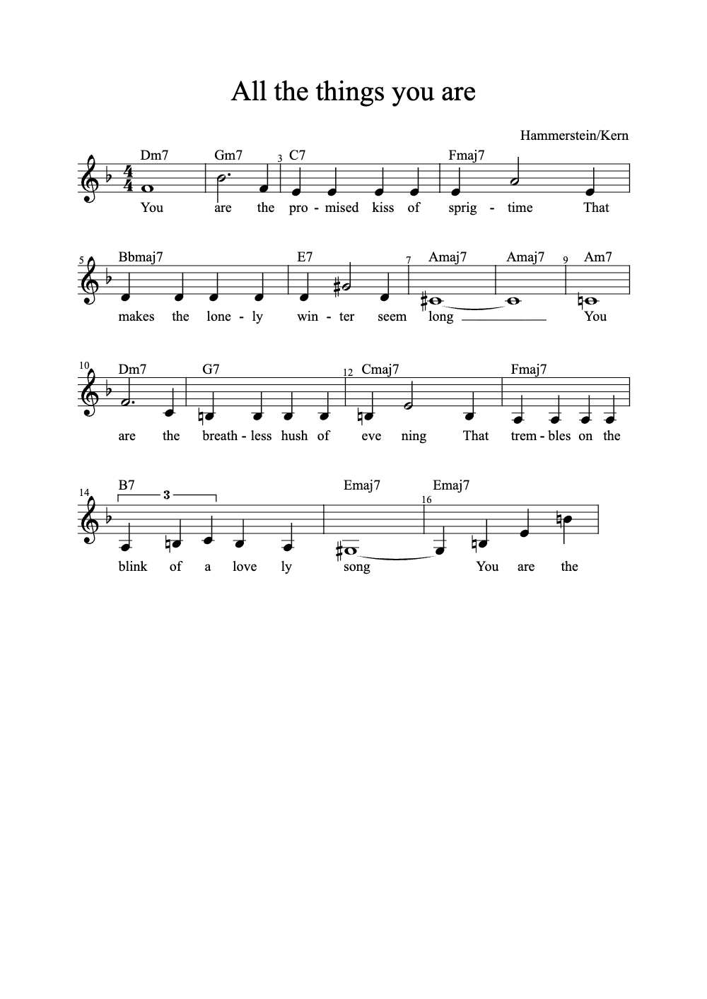 Sheet music preview for All the Things You Are