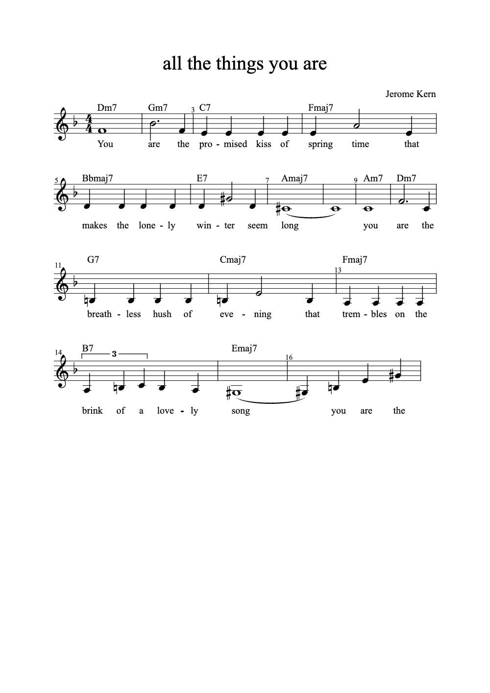 Sheet music preview for All the Things You Are