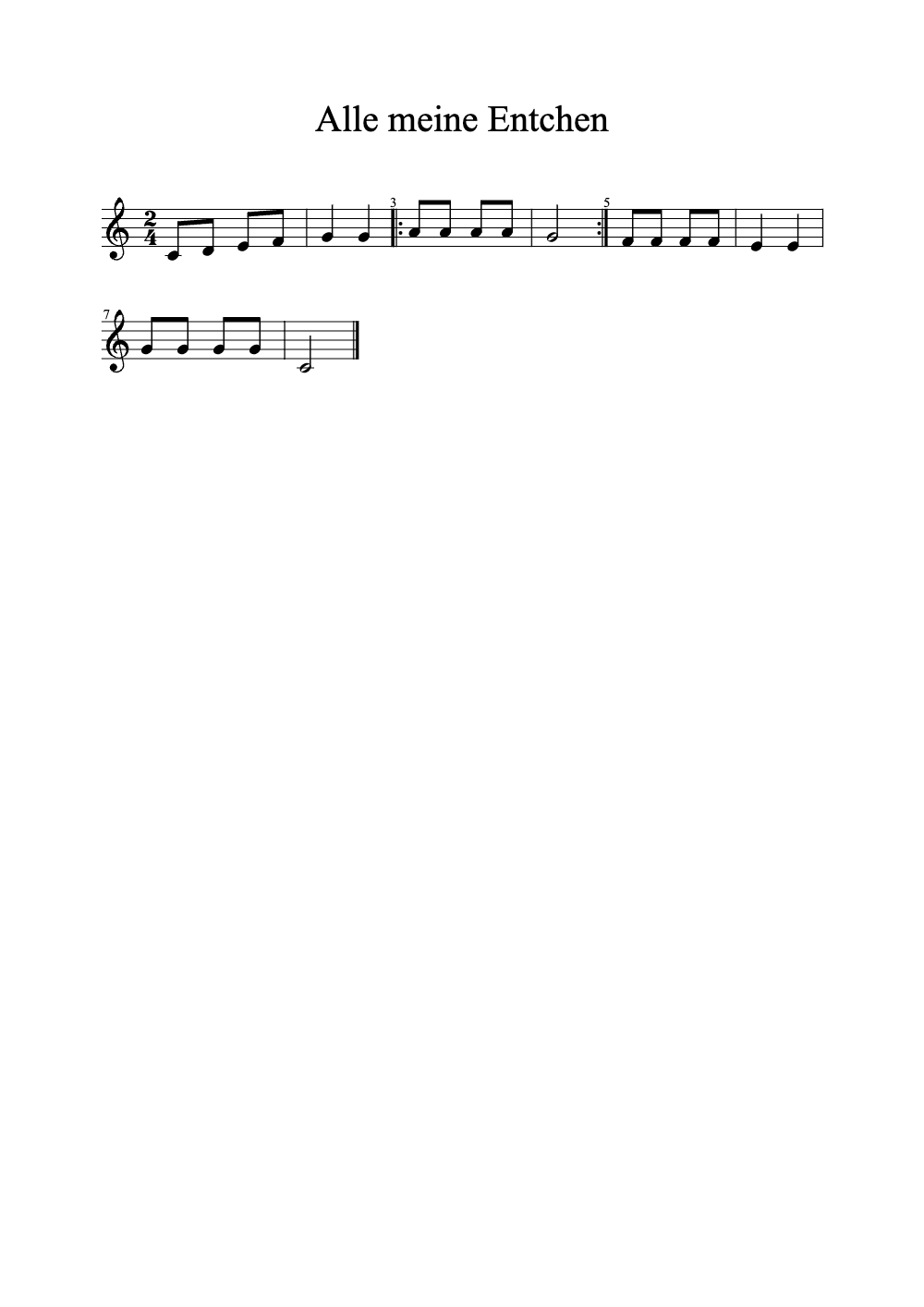 Sheet music preview for Alle Meine Entchen