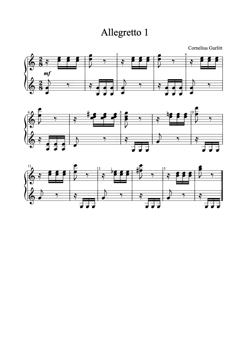 Sheet music preview for Allegretto 1