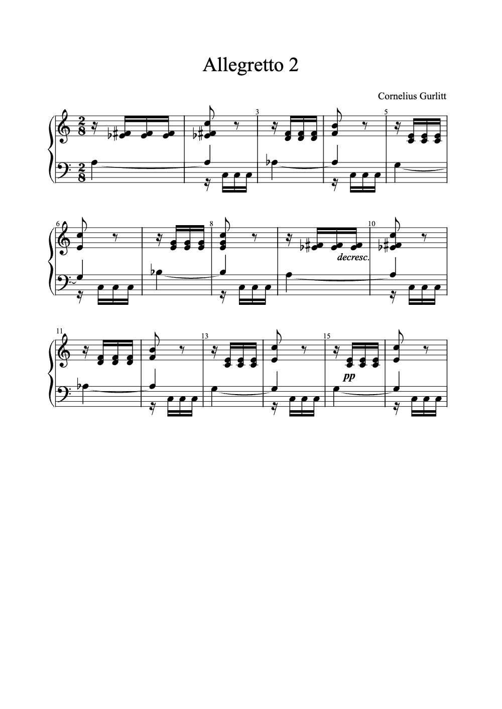 Sheet music preview for Allegretto 2