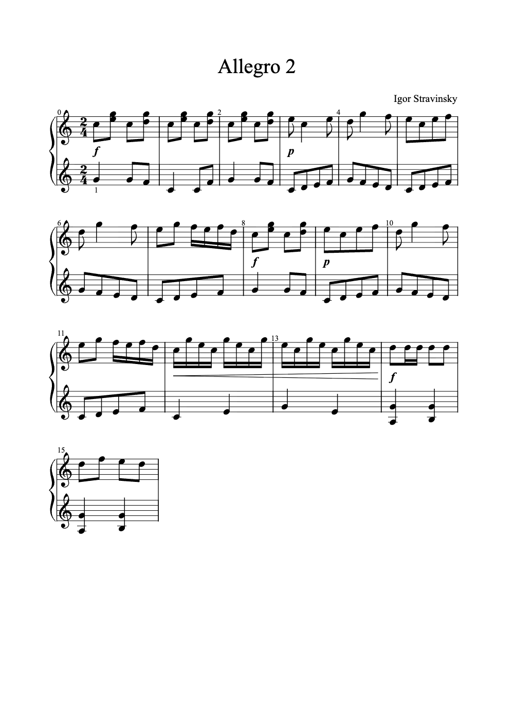 Sheet music preview for Allegro 2