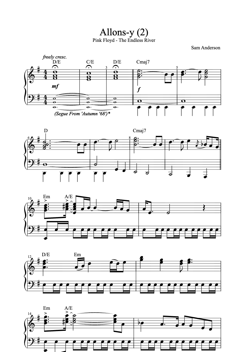 Sheet music preview for Allons-Y (2)