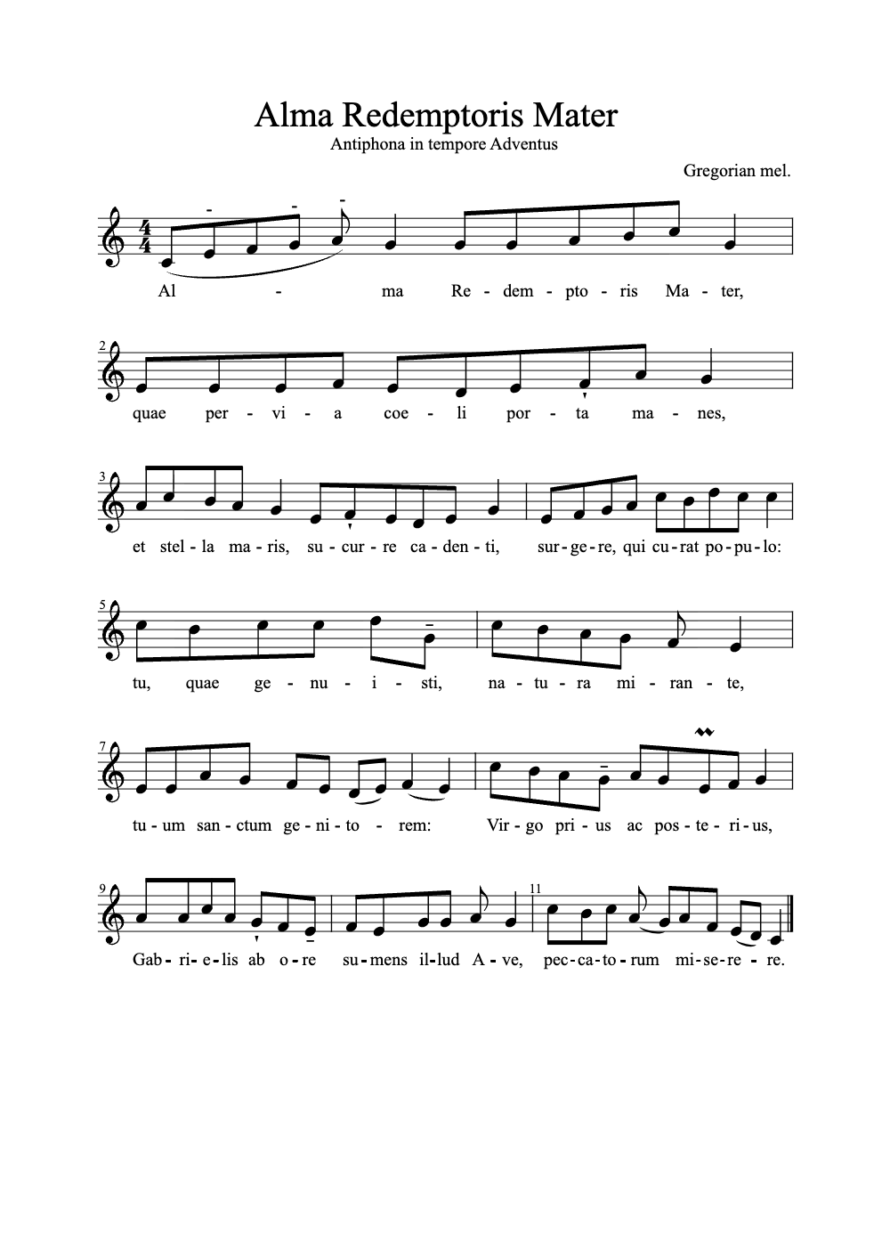 Sheet music preview for Alma Redemptoris Mater