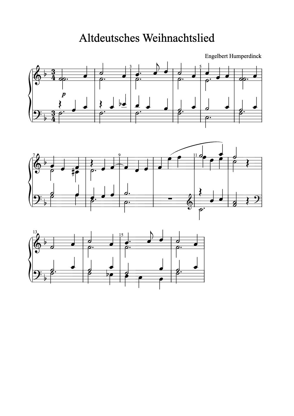 Sheet music preview for Altdeutsches Weihnachtslied
