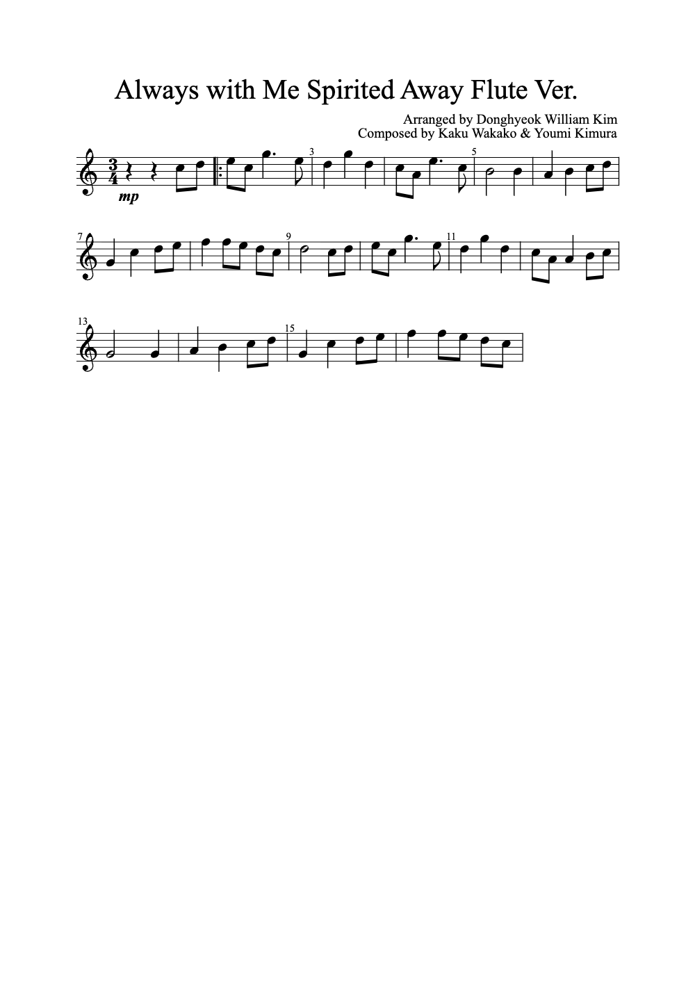 Sheet music preview for Always with Me