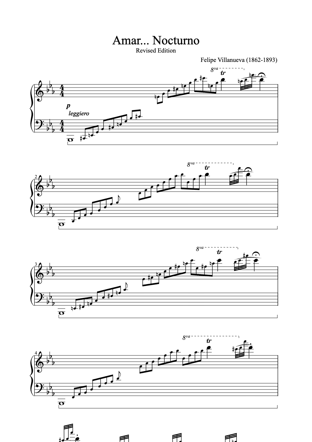 Sheet music preview for Amar... Nocturno