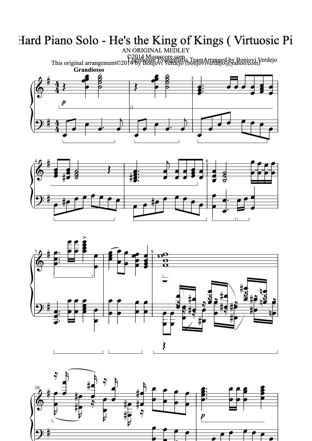Sheet music preview for He's the King of Kings