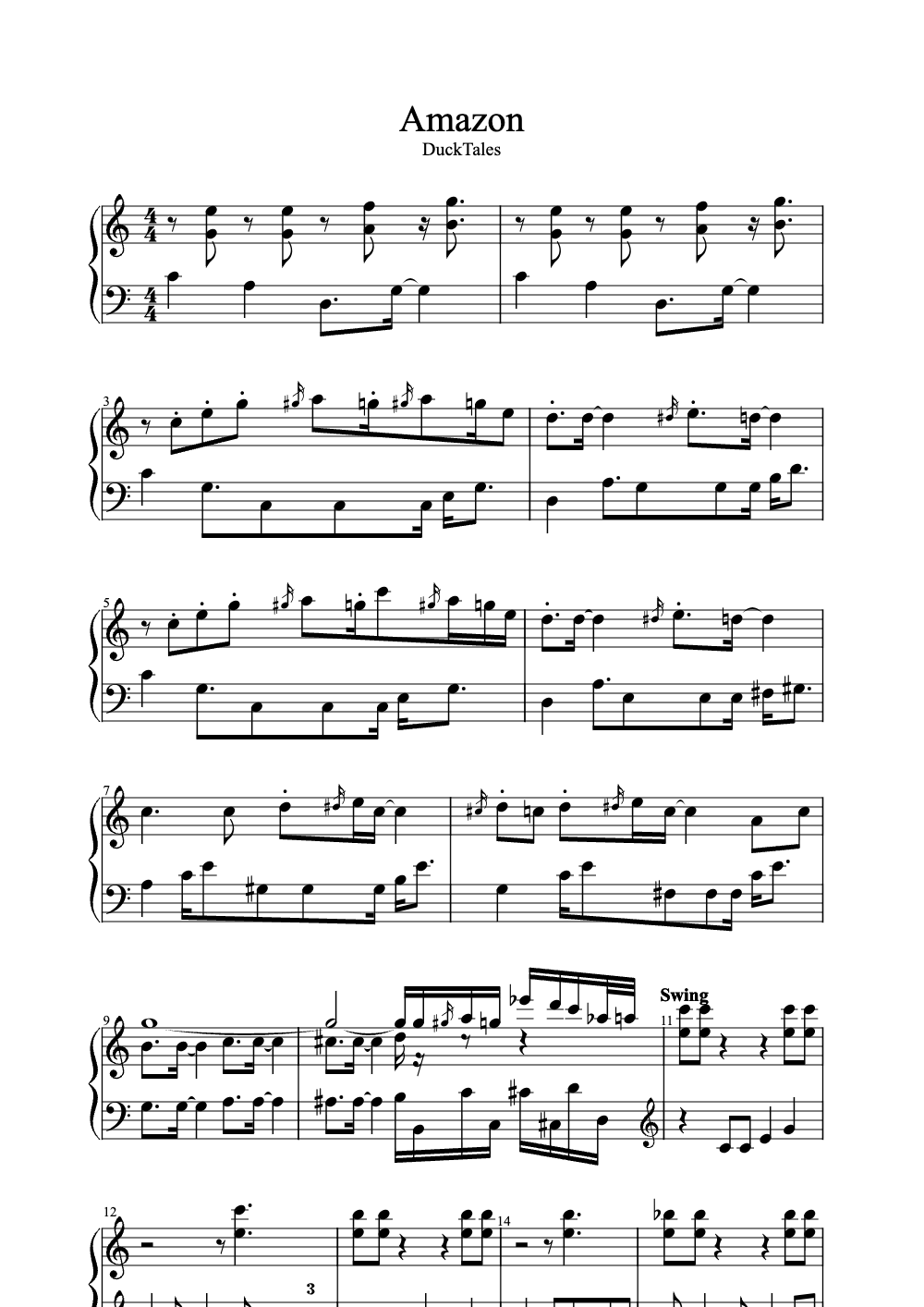 Sheet music preview for Amazon