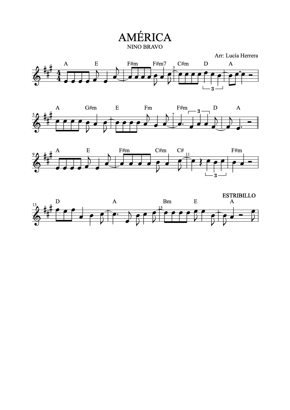 Sheet music preview for América