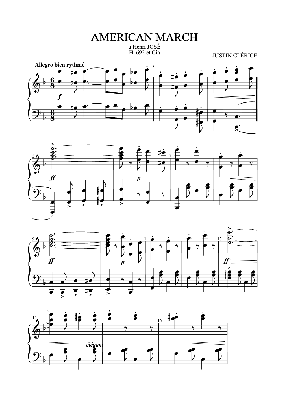 Sheet music preview for American March