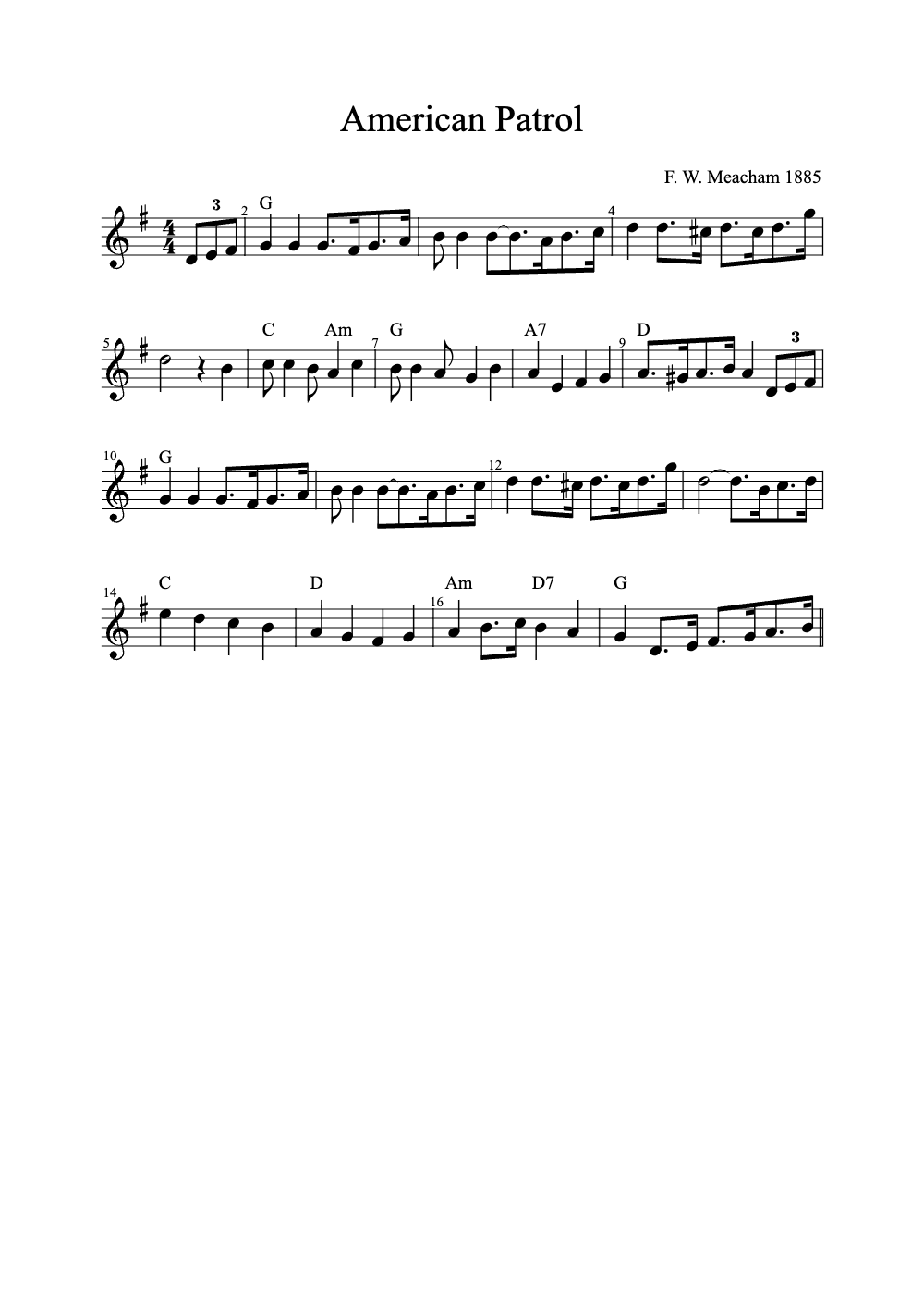 Sheet music preview for American Patrol