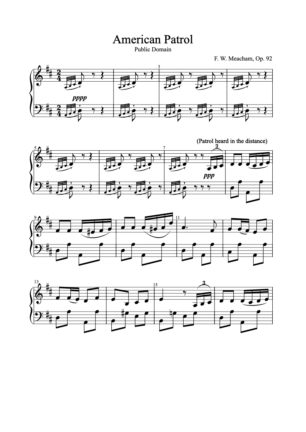 Sheet music preview for American Patrol