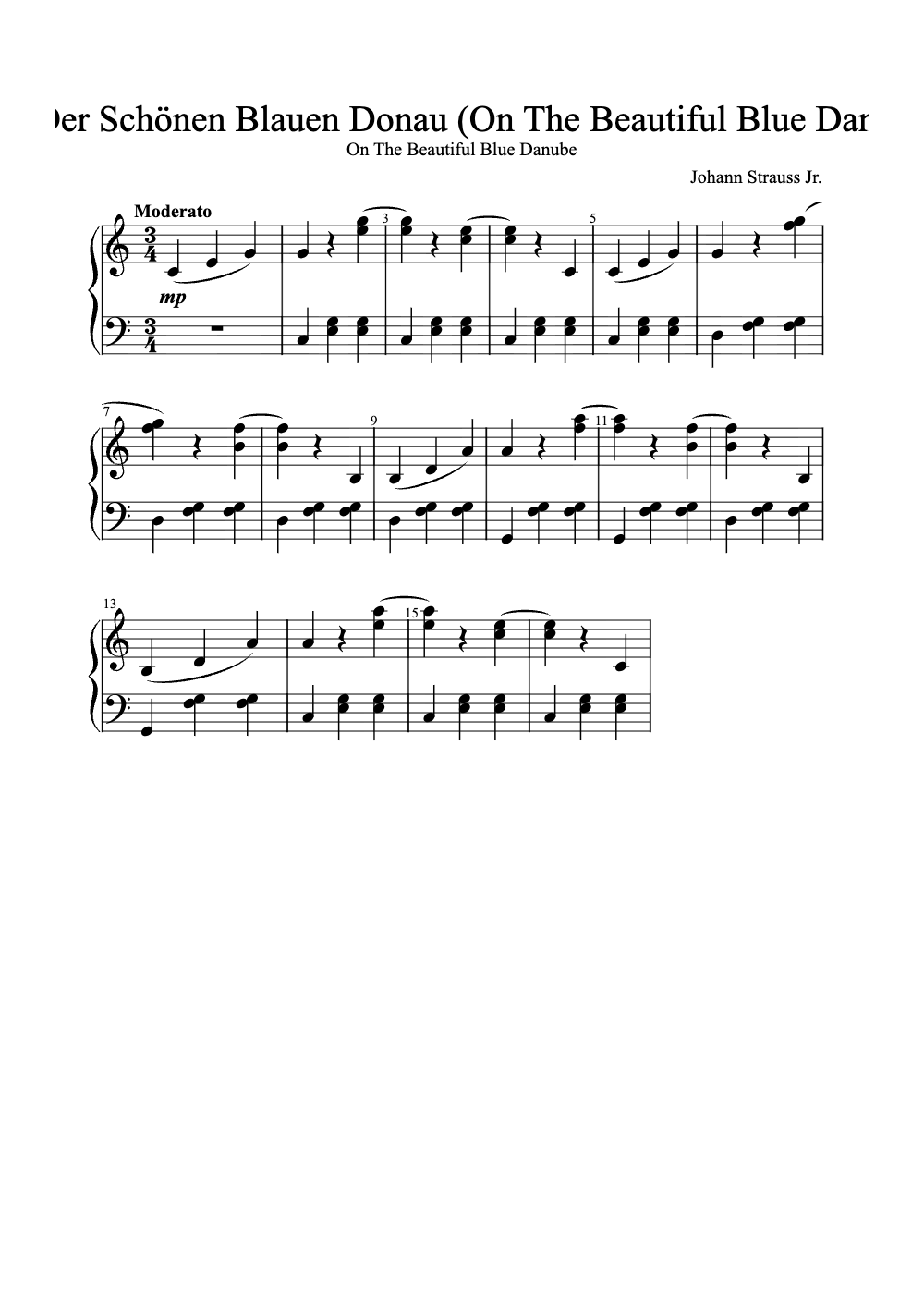 Sheet music preview for An der schönen blauen Donau