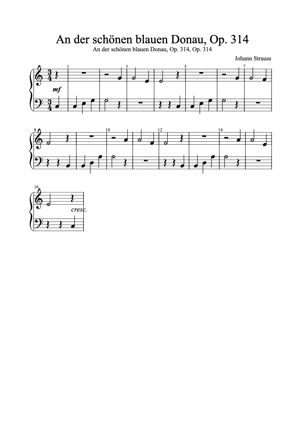 Sheet music preview for An Der Schönen Blauen Donau
