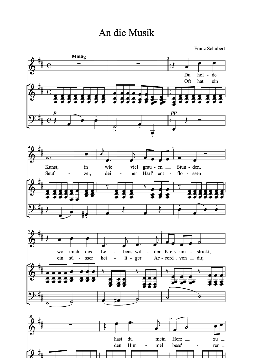 Sheet music preview for An Die Musik