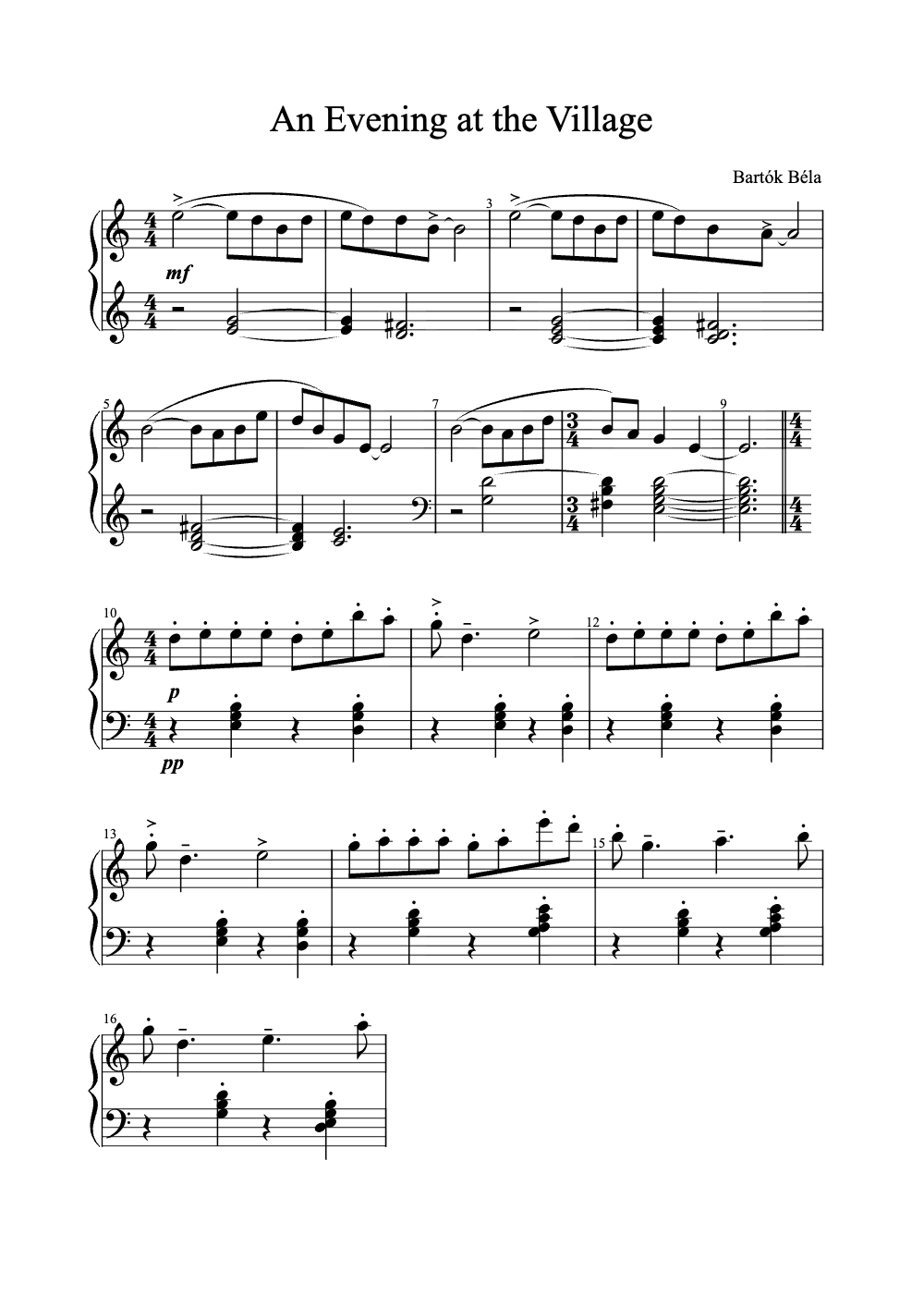 Sheet music preview for An Evening at the Village