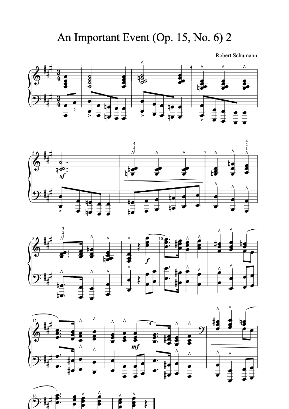 Sheet music preview for An Important Event