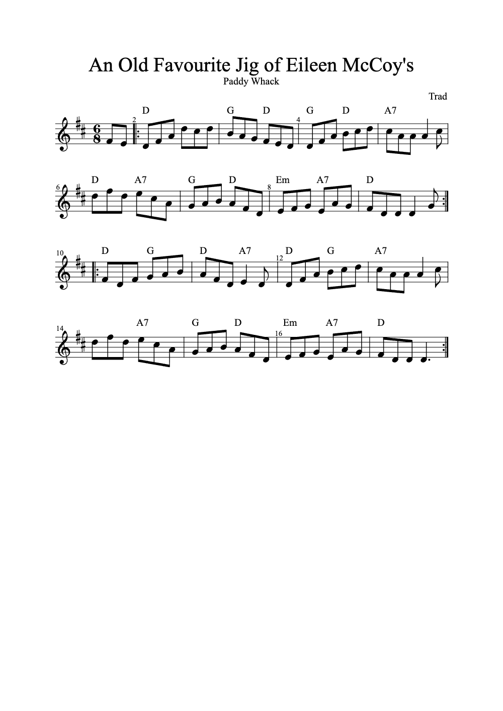 Sheet music preview for An Old Favourite Jig of Eileen McCoy's