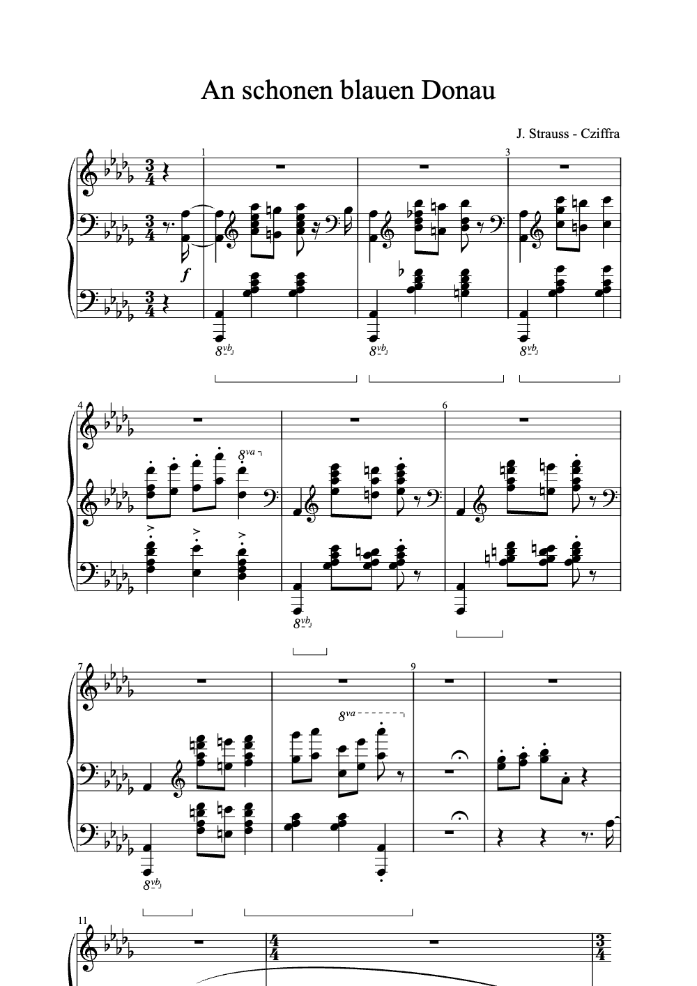 Sheet music preview for An der schönen blauen Donau