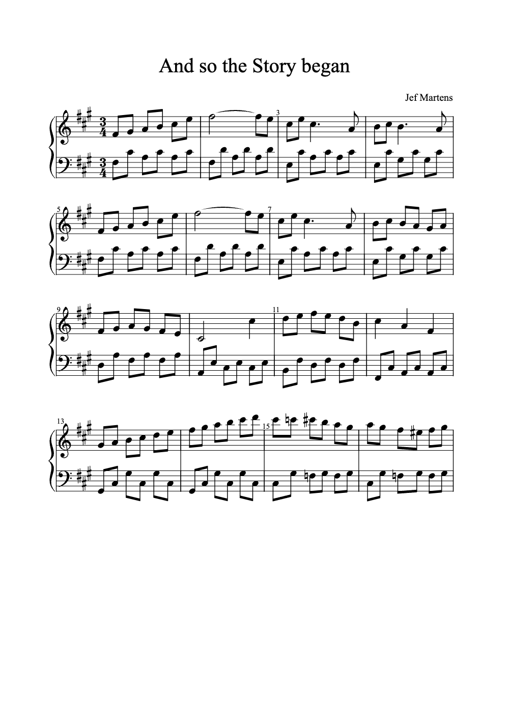 Sheet music preview for And So the Story Began