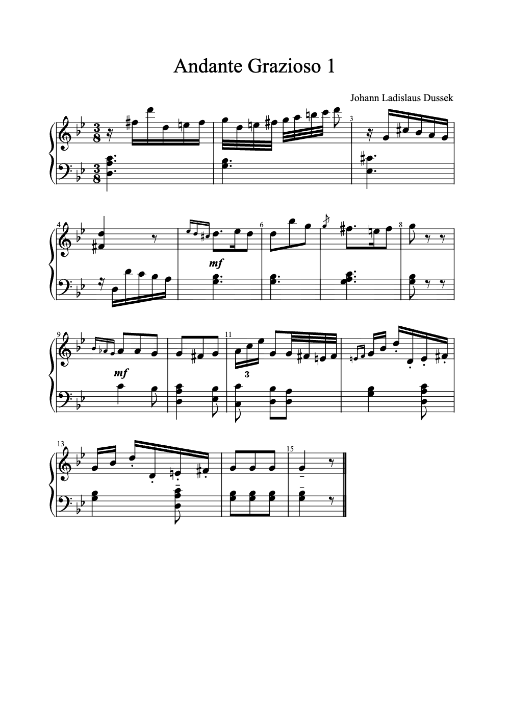 Sheet music preview for Andante Grazioso