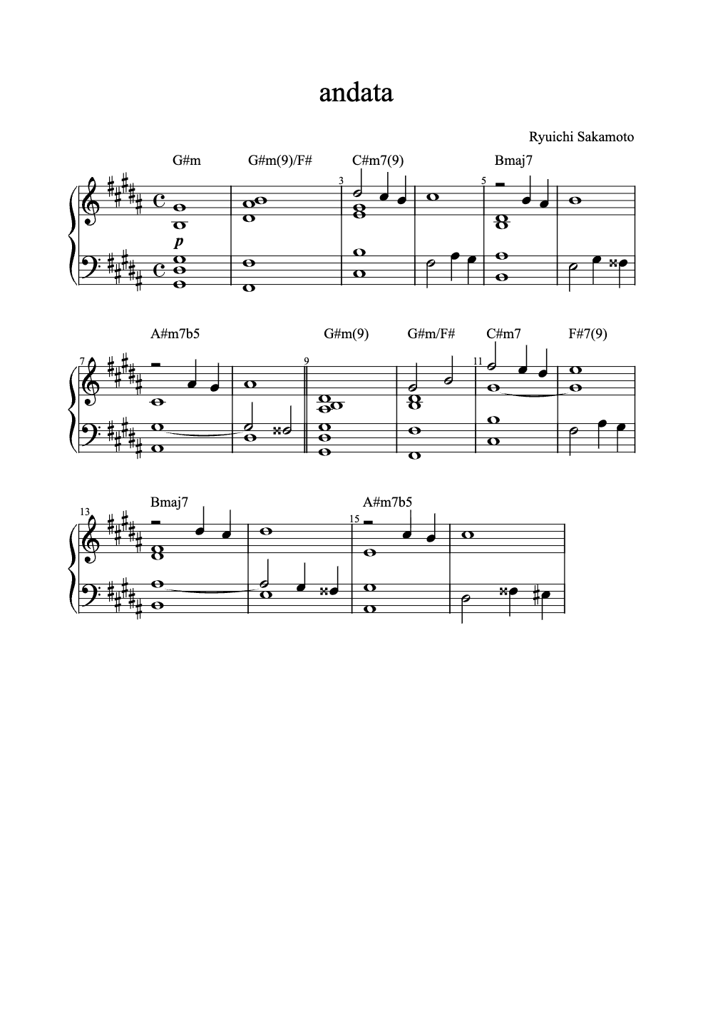 Sheet music preview for Andata