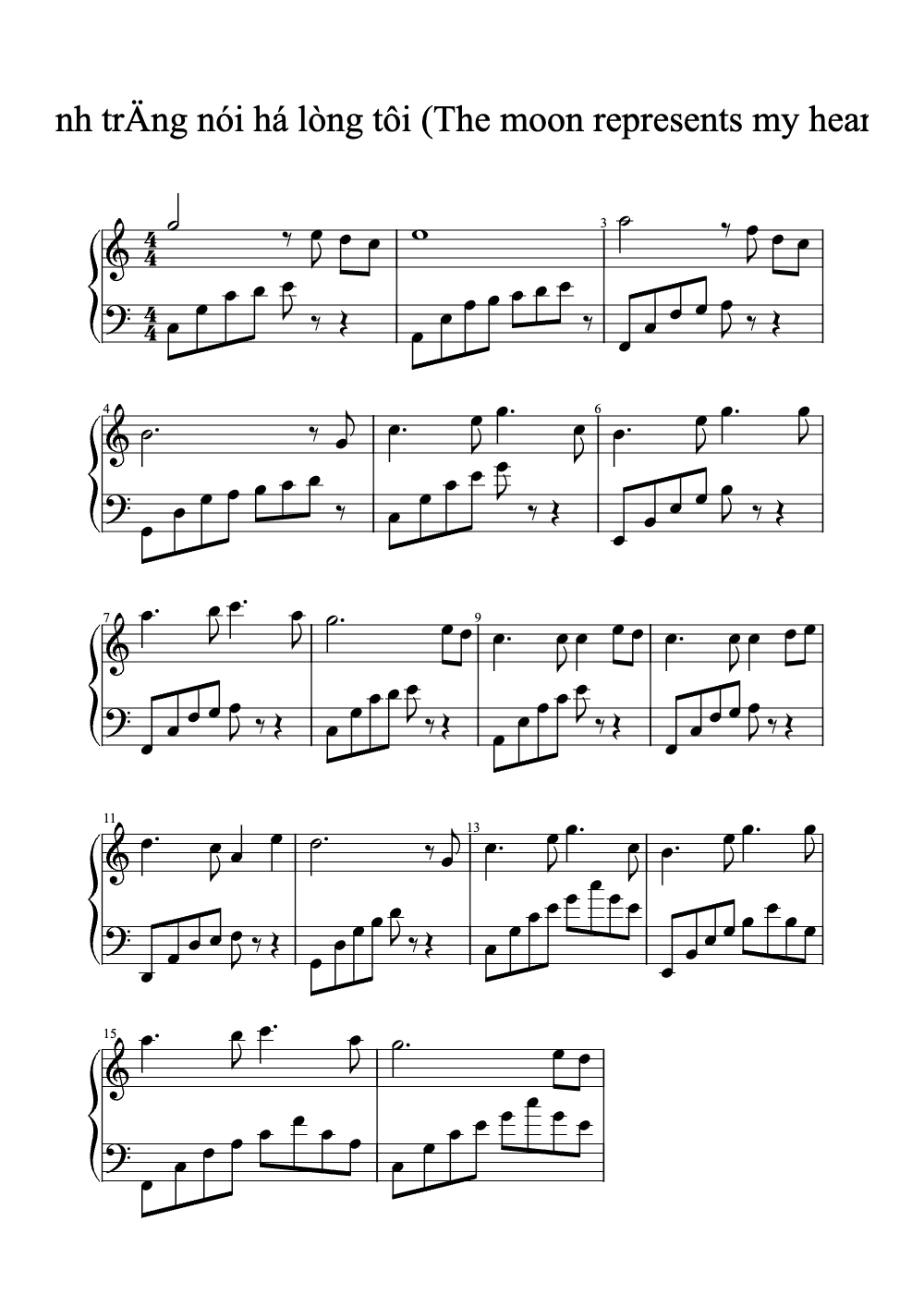 Sheet music preview for Ánh Trăng Nói Hà Lòng Tôi