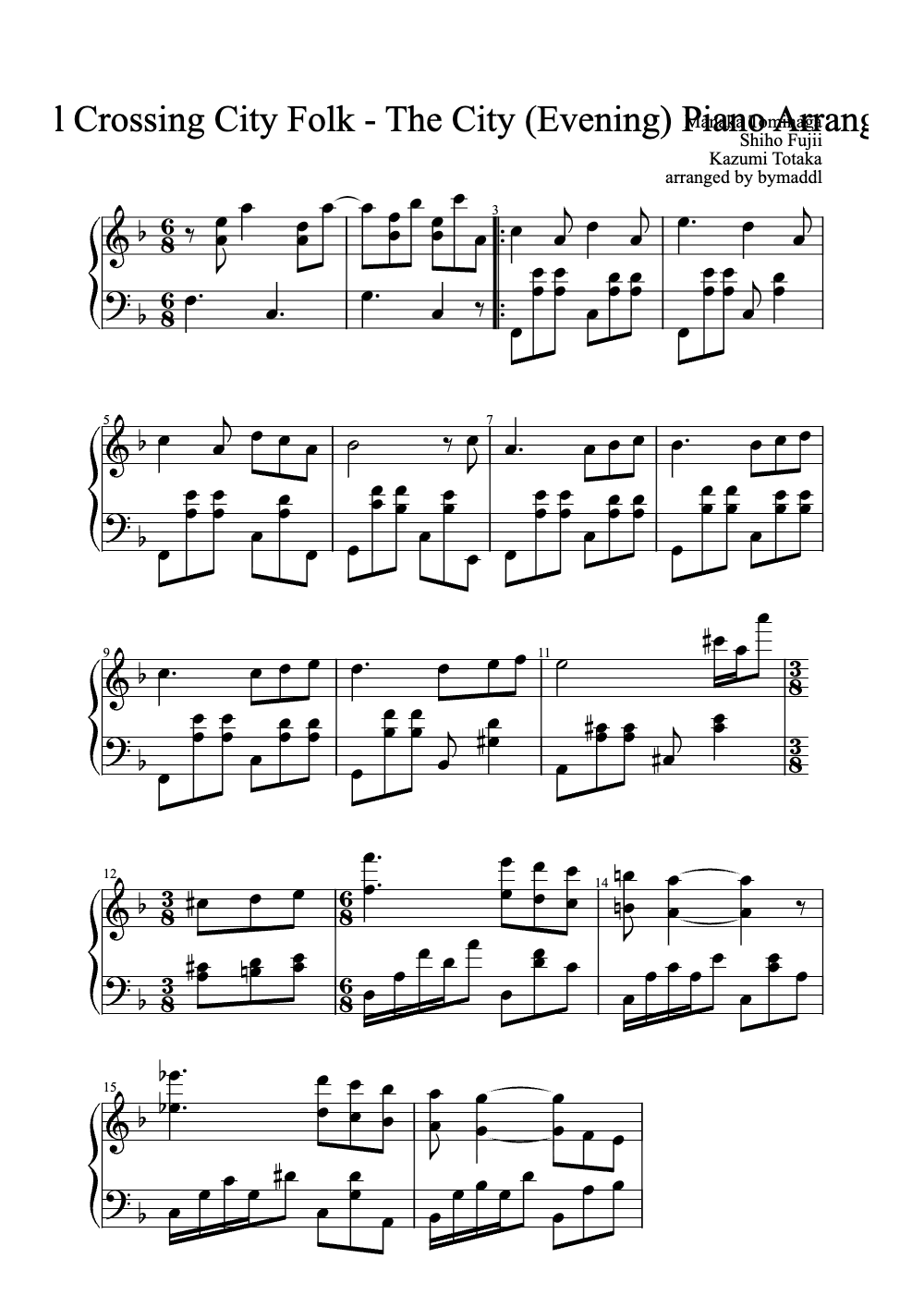 Sheet music preview for The City (Evening)