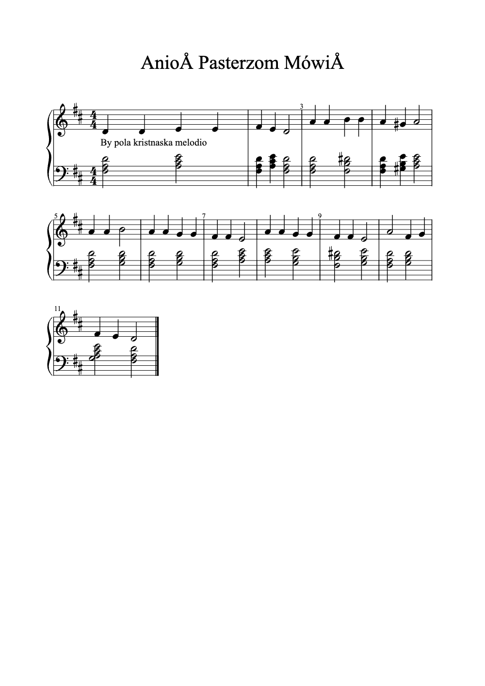 Sheet music preview for Anioł Pasterzom Mówi