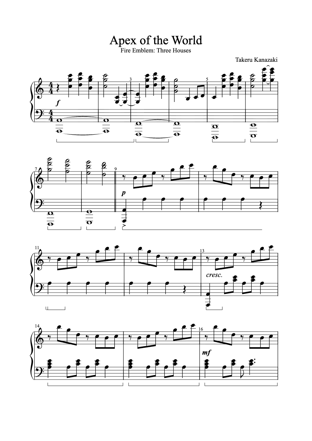 Sheet music preview for Apex of the World