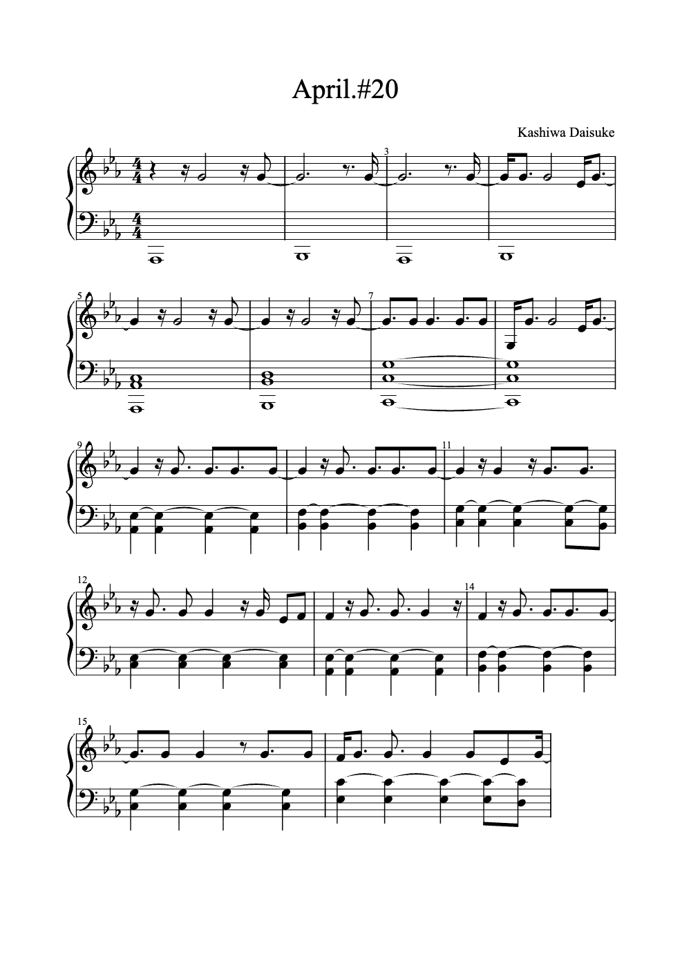 Sheet music preview for April #20