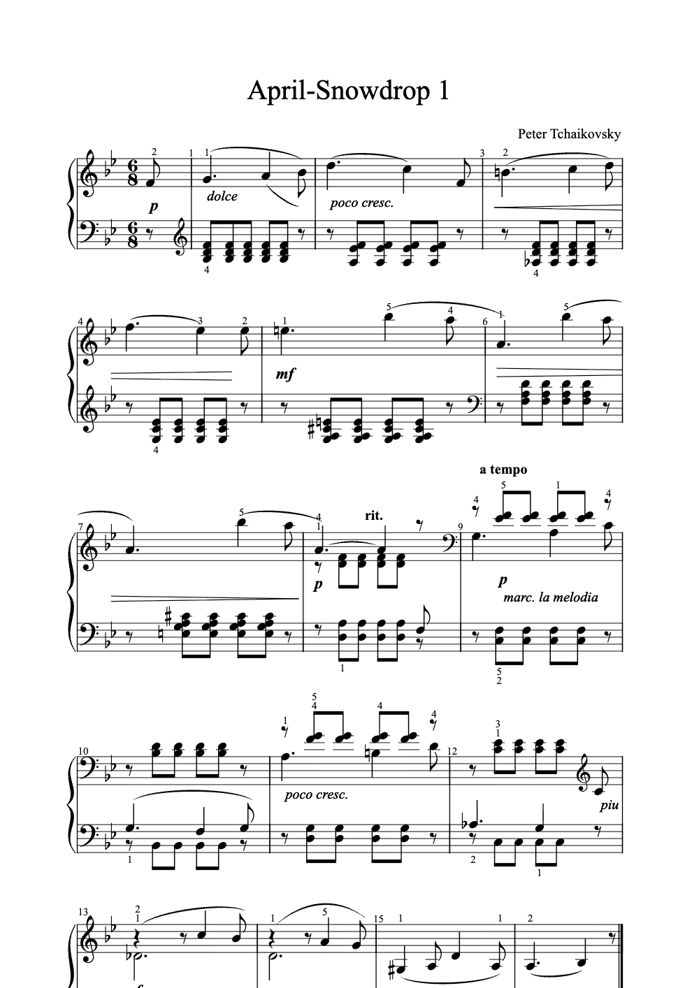 Sheet music preview for April Snowdrop 1