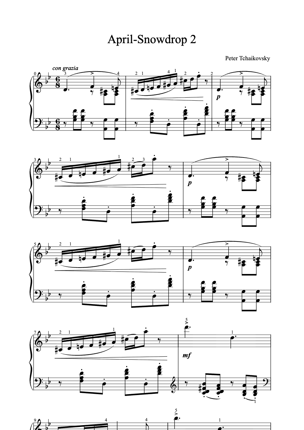 Sheet music preview for April Snowdrop 2