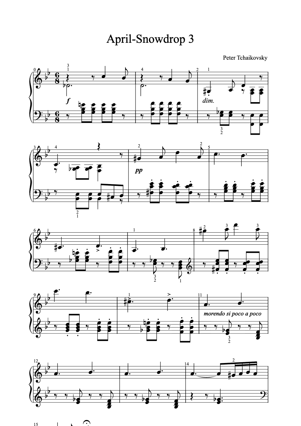 Sheet music preview for April Snowdrop
