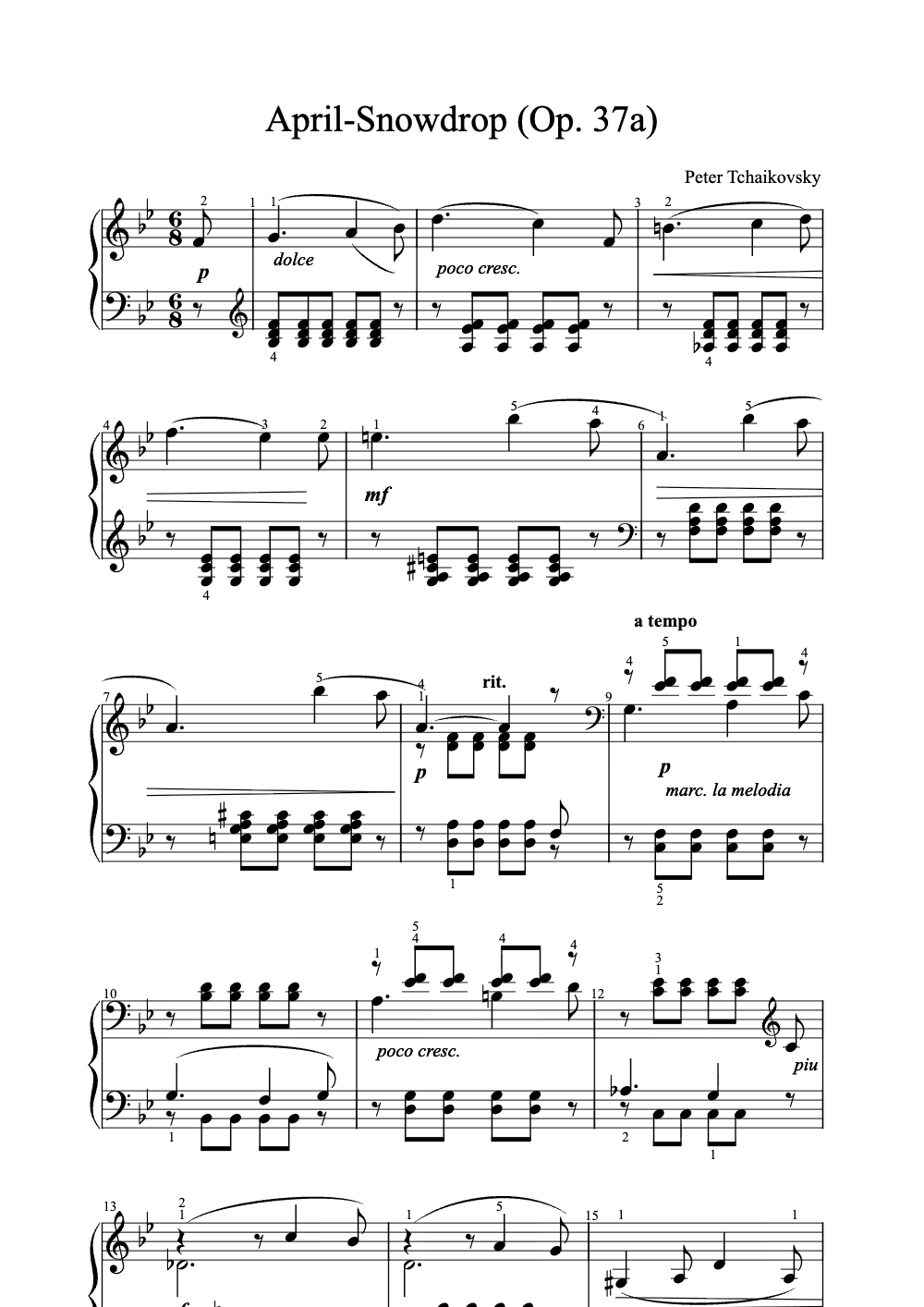 Sheet music preview for April-Snowdrop