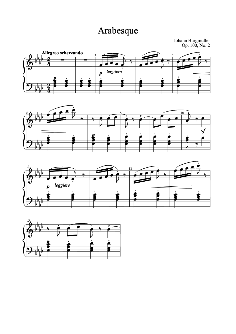 Sheet music preview for Arabesque