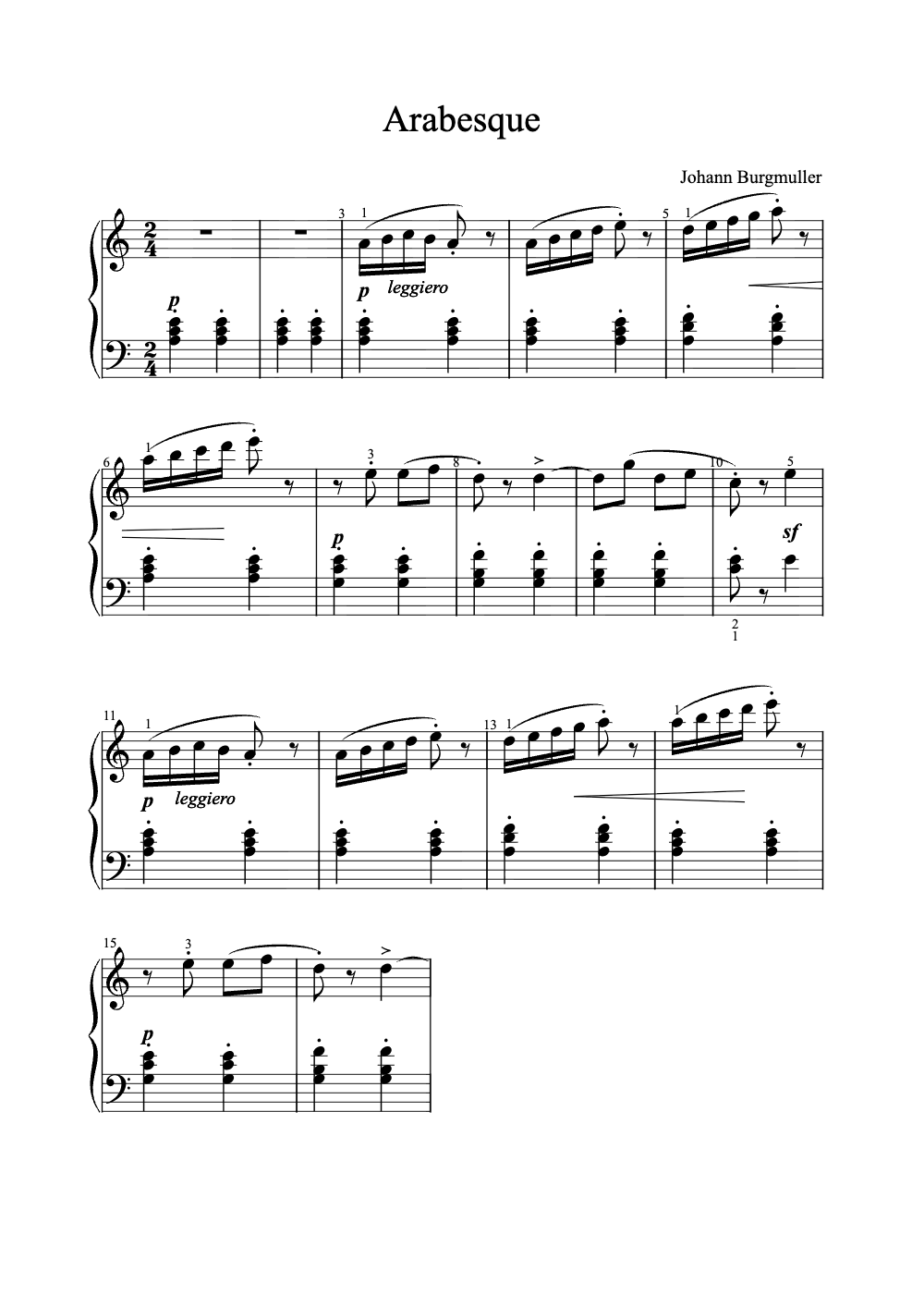 Sheet music preview for Arabesque
