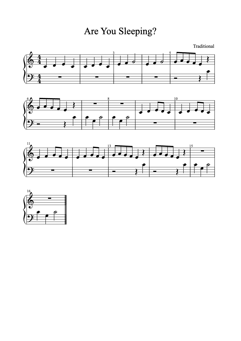 Sheet music preview for Are You Sleeping?