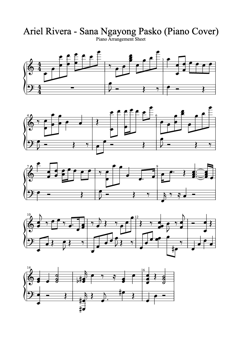 Sheet music preview for Sana Ngayong Pasko