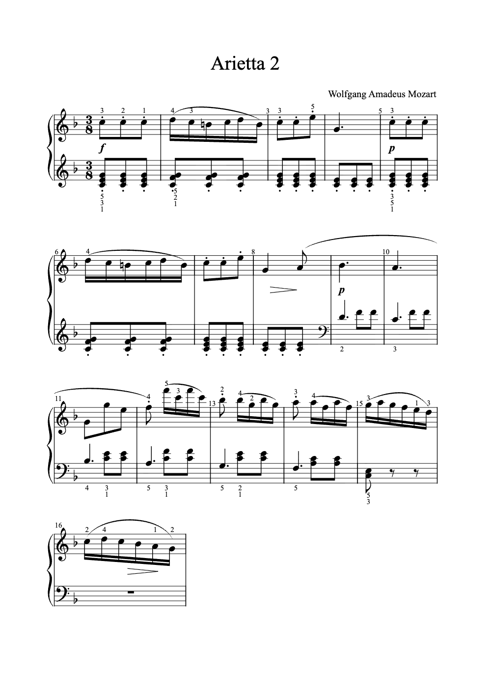 Sheet music preview for Arietta