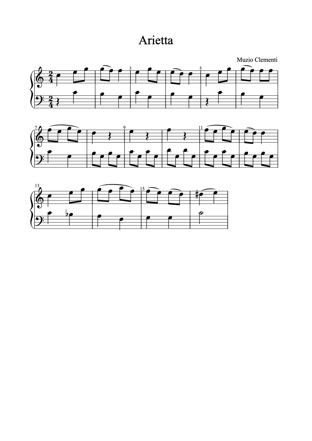 Sheet music preview for Arietta