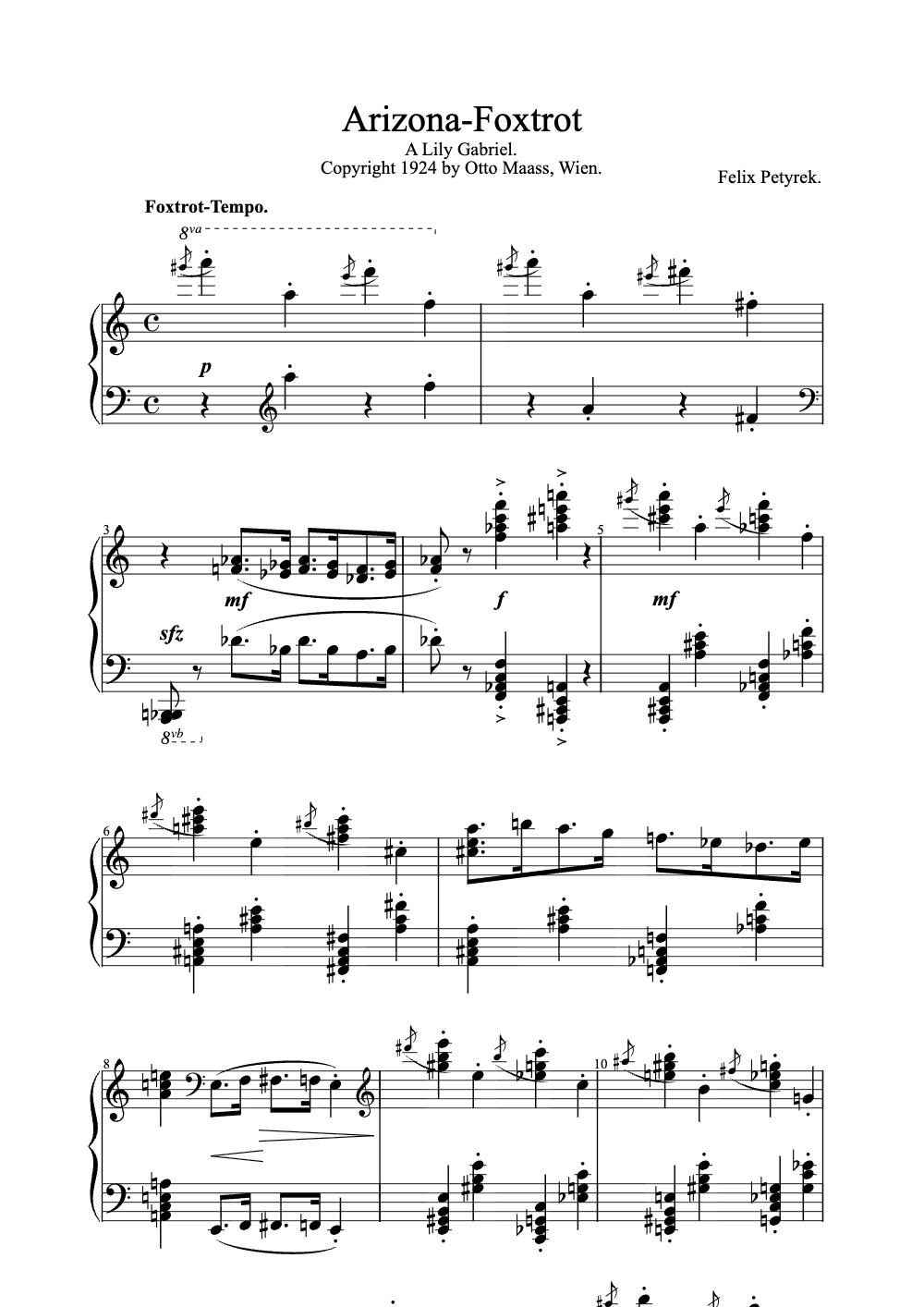 Sheet music preview for Arizona Foxtrot