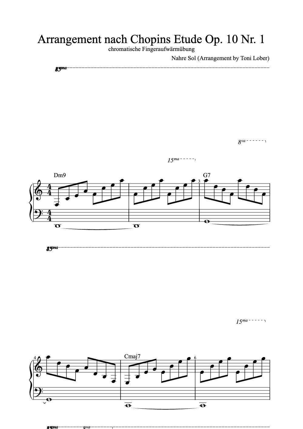 Sheet music preview for Arrangement Nach Chopins Etude Op. 10 Nr. 1