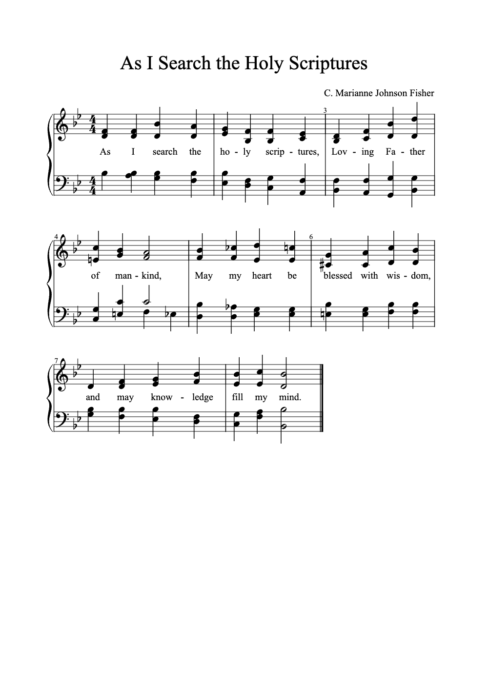 Sheet music preview for As I Search the Holy Scriptures