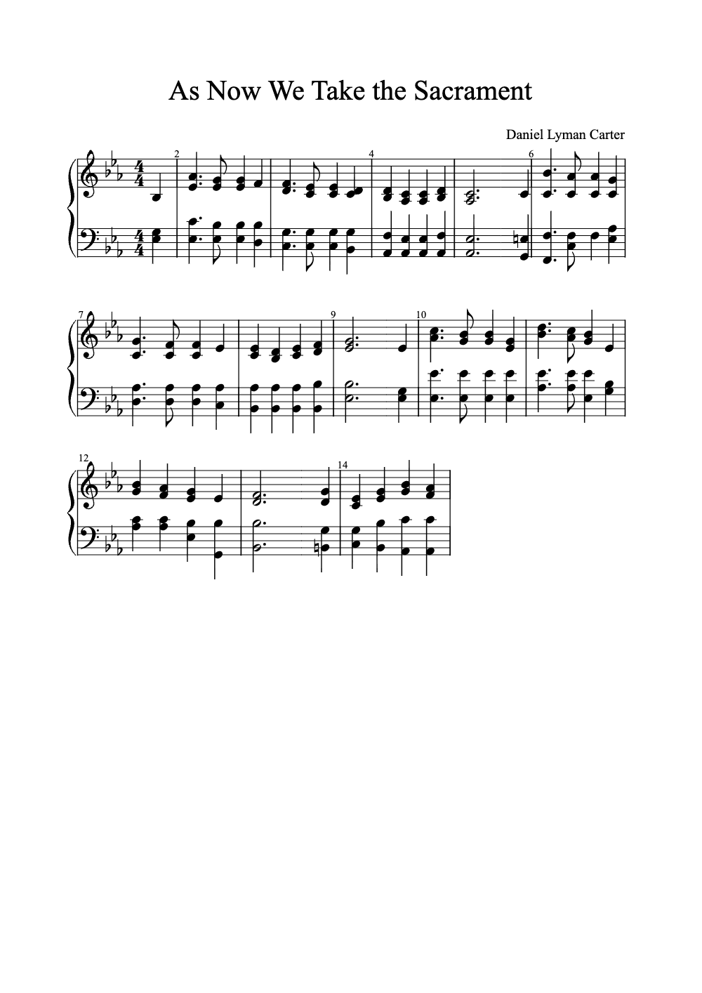 Sheet music preview for As Now We Take the Sacrament