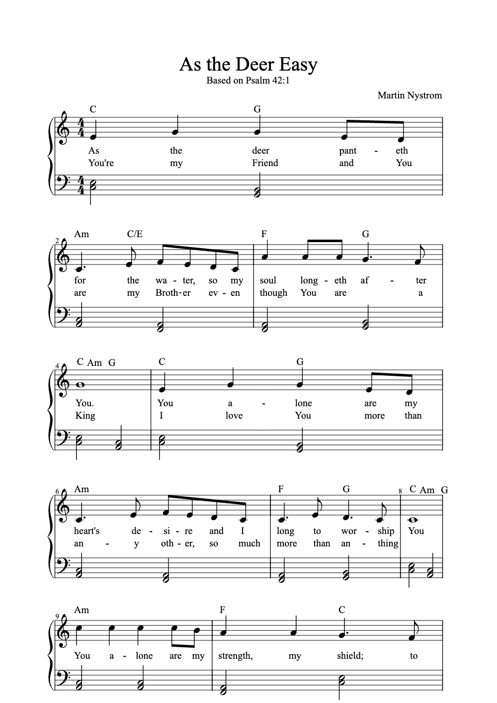 Sheet music preview for As the Deer