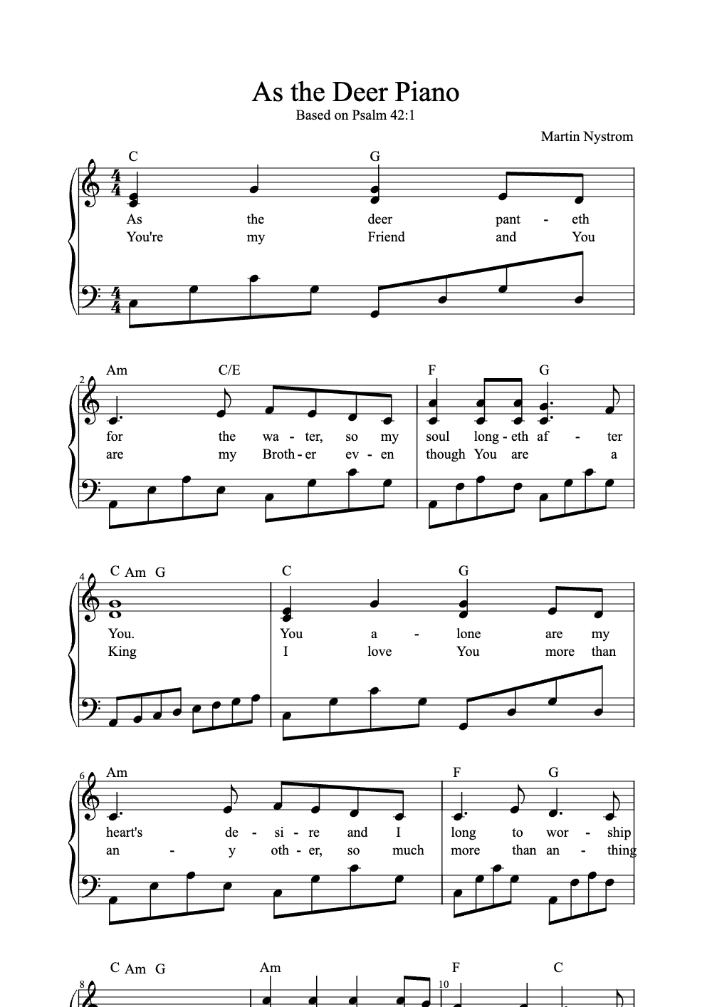 Sheet music preview for As the Deer