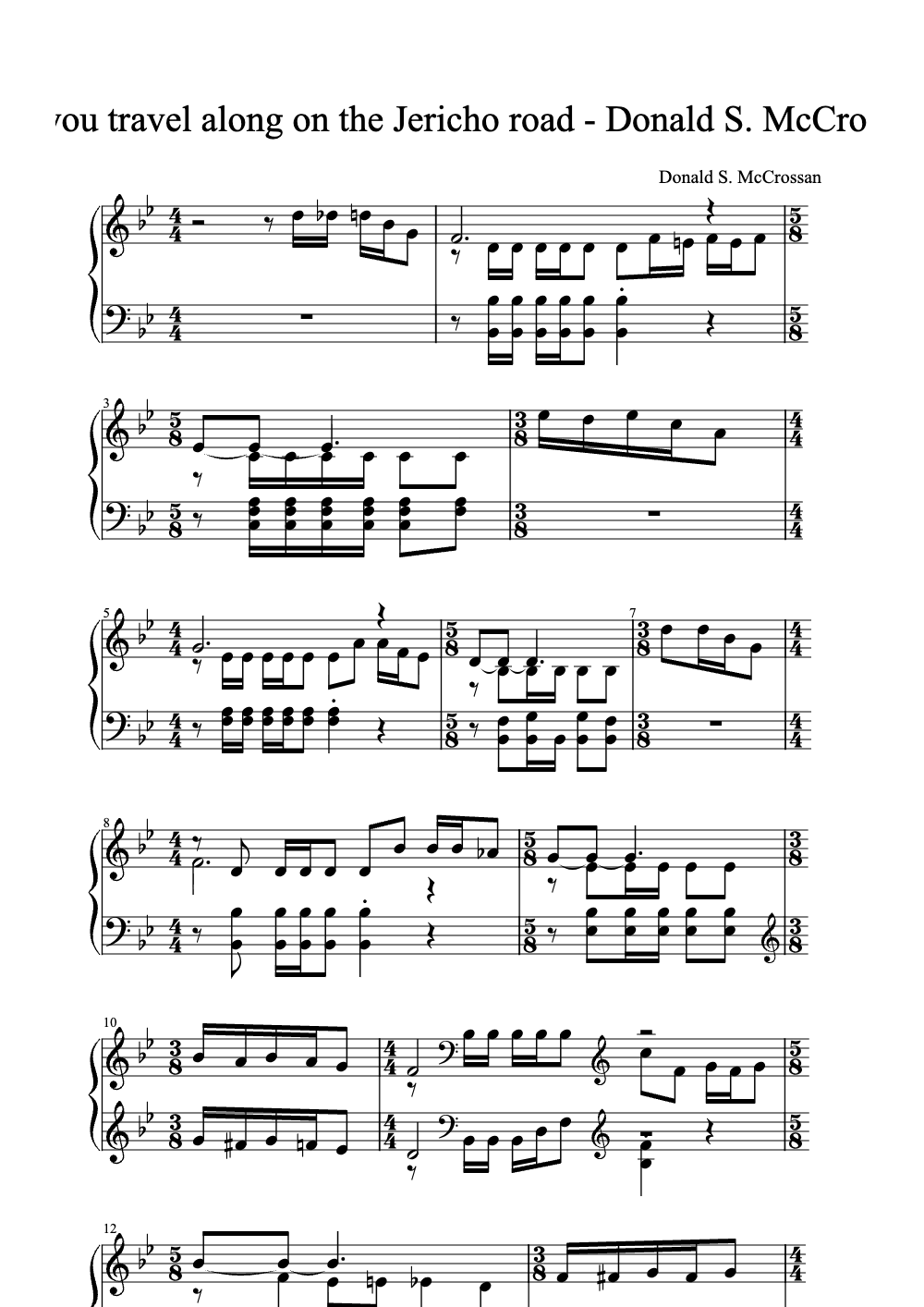 Sheet music preview for As You Travel Along on the Jericho Road